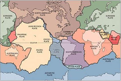 Map of Plate Breakdown of Earth Outer Shell